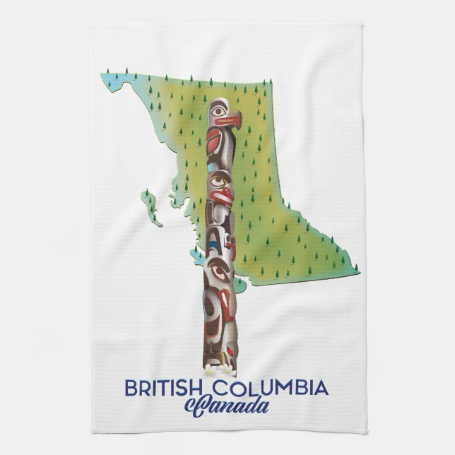Paño De Cocina Póster de mapa de Columbia Británica Canadá. (Vertical)