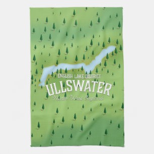 Paño De Cocina Póster de mapa de viaje del lago Ullswater.