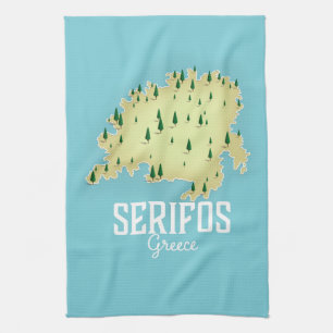 Paño De Cocina Póster de viaje ilustrado del mapa griego de Serif