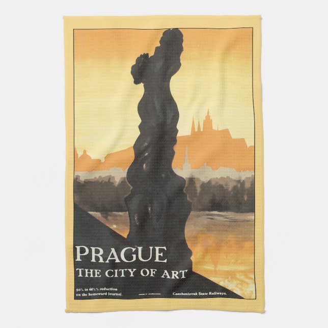 Paño De Cocina Poster de Viajes de la Ciudad de Arte de Praga (Vertical)