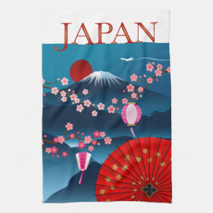 Paño De Cocina Poster de viajes de vintage del Monte Fuji Japón