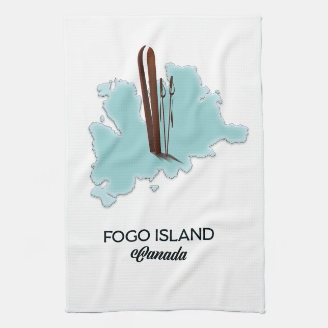 Paño De Cocina Póster del mapa de la isla Fogo Canadá (Vertical)