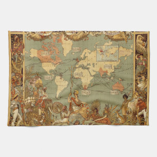 Paño De Cocina Póster del mapa mundial del Imperio Británico de 1