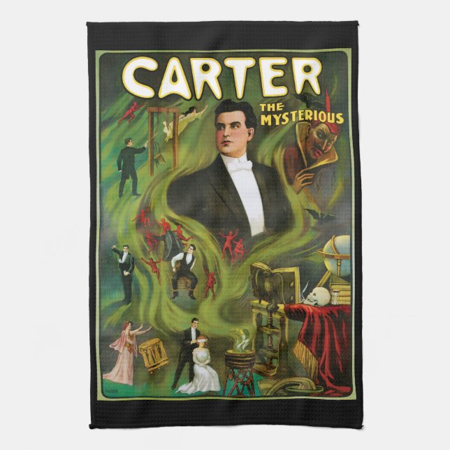 Paño De Cocina Póster Mágico Antiguo, Carter el Misterioso (Vertical)