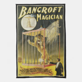 Paño De Cocina Poster Mágico Vintage, Magician Bancroft y Lion