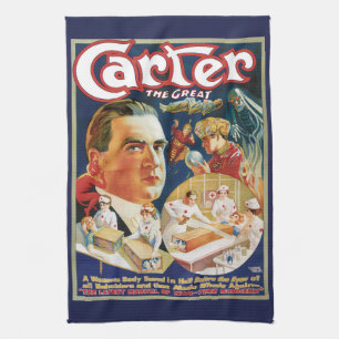 Paño De Cocina Póster Mágico Vintage, Mago Carter el Grande