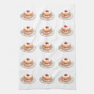 Paño De Cocina Postre de tarta de fresa de época