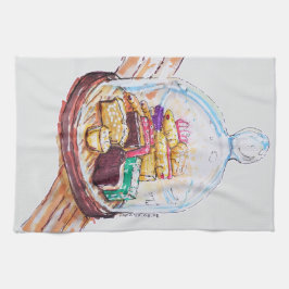 Paño De Cocina Postres bajo la cúpula de vidrio