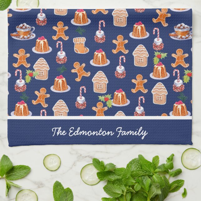 Paño De Cocina Postres de Navidad Personalizados (Doblado)