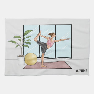 Paño De Cocina Postura del Bailarín Yoga Natarajasana Nombre Pers