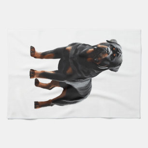 Paño De Cocina Postura poderosa de Rottweiler - Perro audaz de cu