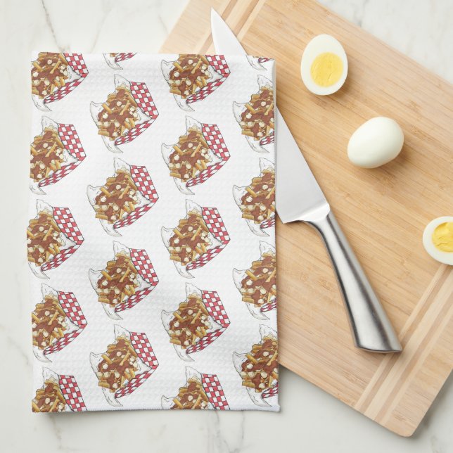 Paño De Cocina Poutine Quebec Canadá Alimentos canadienses Fries  (Doblado Cuarto)