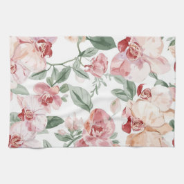 Paño De Cocina Prado de Orquídeas Acuarela Floral Rubor Botánico