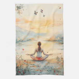 Paño De Cocina Prado del Atardecer Meditación con Mariposas (6)