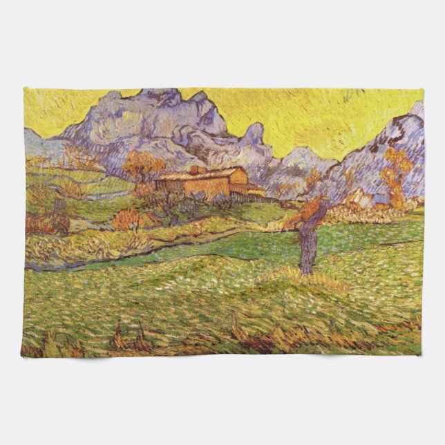 Paño De Cocina Prado en las montañas por Vincent van Gogh (Horizontal)