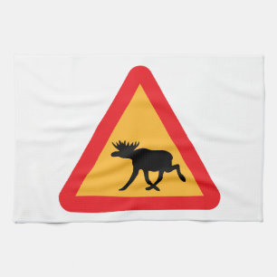 Paño De Cocina Precaución Moose Rótulo de tráfico sueco
