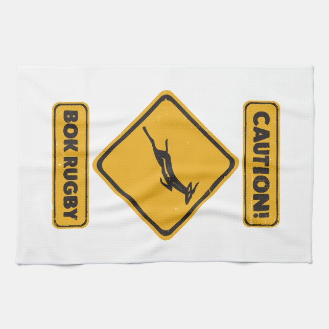 Paño De Cocina Precaución - SpringBoks Cruzando (Horizontal)