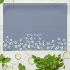 Paño De Cocina Precioso floral azul acuarela 