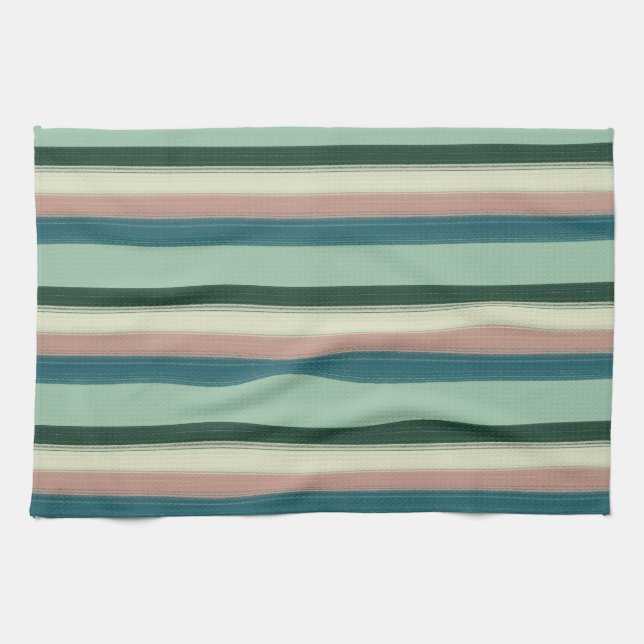 Paño De Cocina Precioso Verde Salvia Chic Rayado (Horizontal)