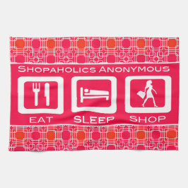 Paño De Cocina Premio Pink Funny Shopaholic Eat Sleep Shop