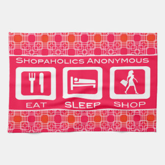 Paño De Cocina Premio Pink Funny Shopaholic Eat Sleep Shop