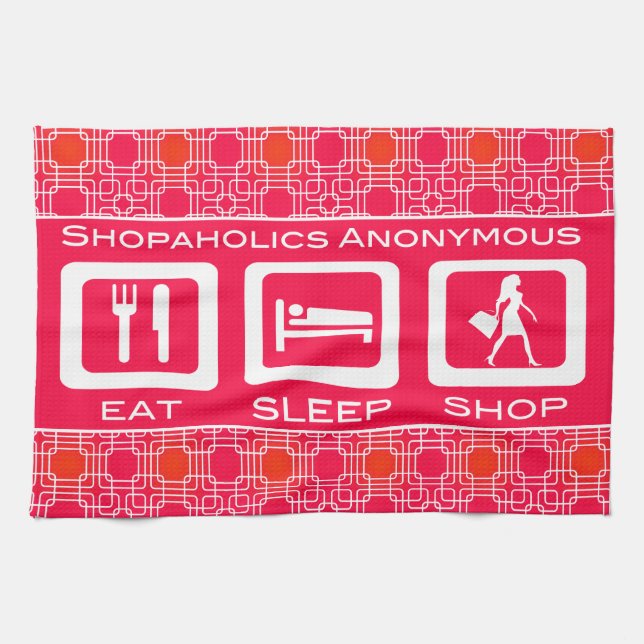 Paño De Cocina Premio Pink Funny Shopaholic Eat Sleep Shop (Horizontal)