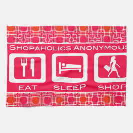 Paño De Cocina Premio Pink Funny Shopaholic Eat Sleep Shop
