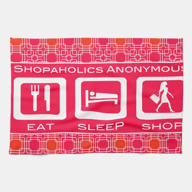 Paño De Cocina Premio Pink Funny Shopaholic Eat Sleep Shop (Horizontal)