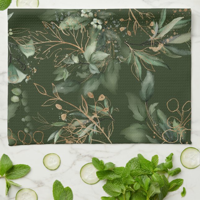 Paño De Cocina Premium Sage Moderno Eucalyptus Green (Doblado)