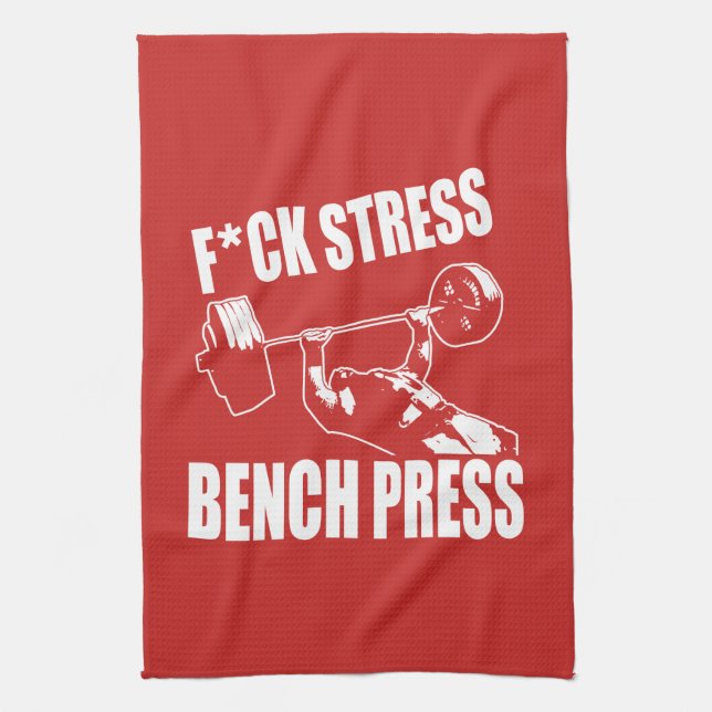 Paño De Cocina PRENSA BENCH, F*CK STRESS - Motivación de entrenam (Vertical)