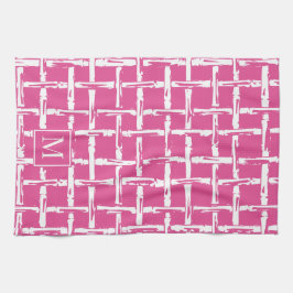 Paño De Cocina Preppy Bamboo – Hot Pink Coastal Monogram