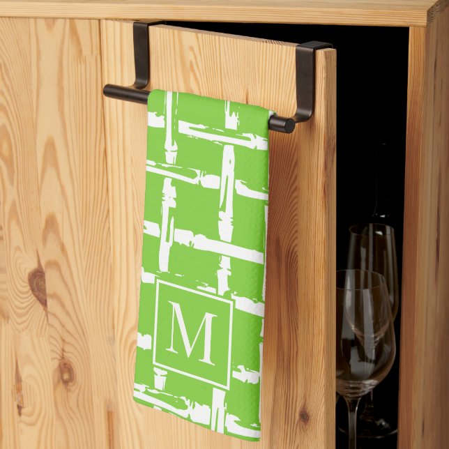 Paño De Cocina Preppy Bamboo – Lime Coastal Monogram (Pliegue de tercios)