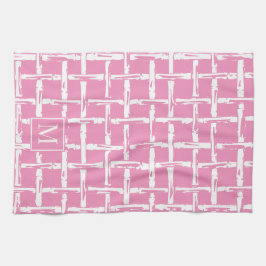 Paño De Cocina Preppy Bamboo – Pink Coastal Monogram