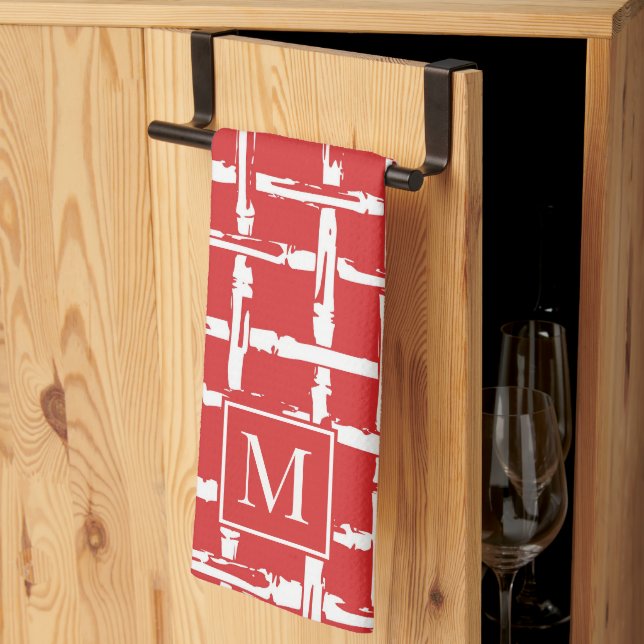 Paño De Cocina Preppy Bamboo – Red Coastal Monogram (Pliegue de tercios)