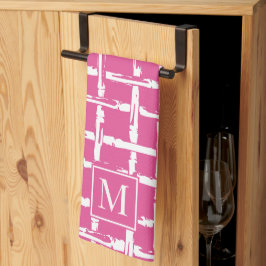 Paño De Cocina Preppy Bamboo – Rosa Caliente Monograma Costero
