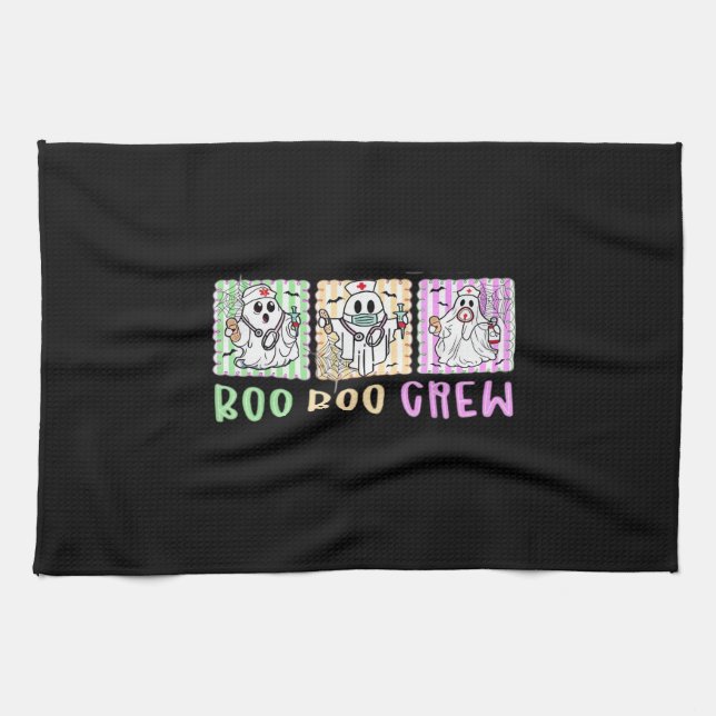 Paño De Cocina Preppy Boo Crew Enfermeras Halloween Disfraces Hom (Horizontal)