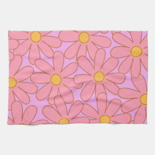 Paño De Cocina Preppy Hippie Pink Purple Flower Pattern
