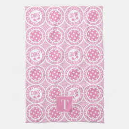 Paño De Cocina Preppy Pickleball Damask - Pink Dink Motif
