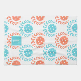 Paño De Cocina Preppy Pickleball Laurel Wreath - Coral Turquoise