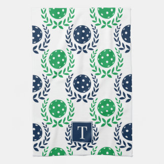 Paño De Cocina Preppy Pickleball Laurel Wreath - Navy & Green