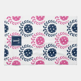 Paño De Cocina Preppy Pickleball Laurel Wreath - Navy & Hot Pink