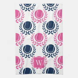 Paño De Cocina Preppy Tennis Laurel Wreath - Navy & Hot Pink
