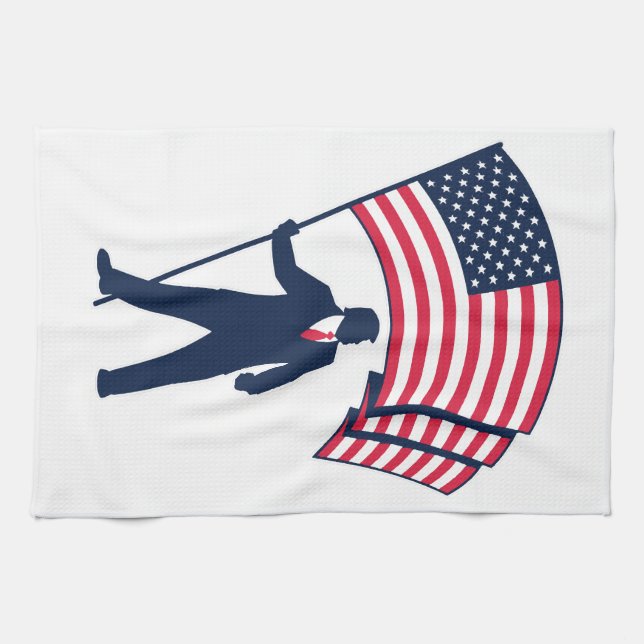 Paño De Cocina Presidente Trump con la bandera de Estados Unidos (Horizontal)