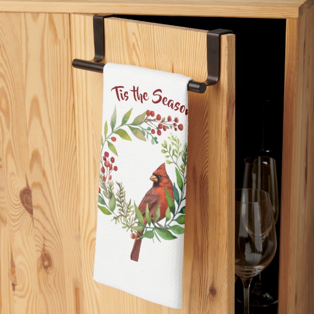 Paño De Cocina Pretty Classic Cardinal Red Bird (Pliegue de tercios)