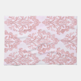 Paño De Cocina Pretty in Pink Victorian Damask Watercolor Pattern