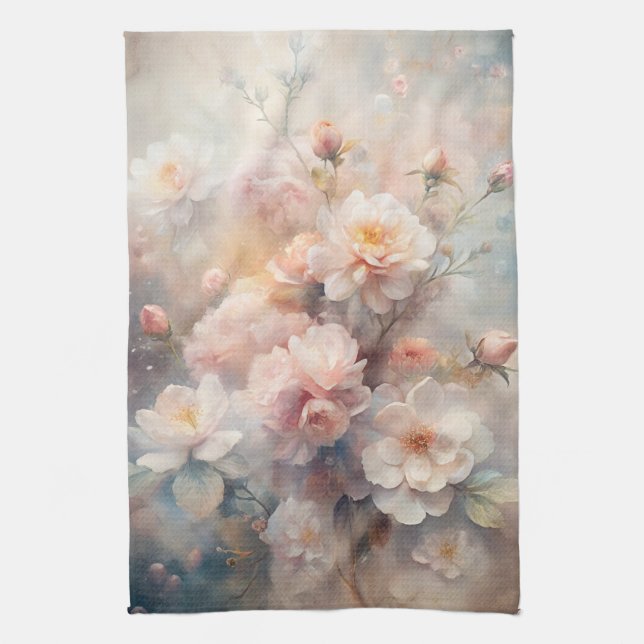 Paño De Cocina Pretty Pink and White Flowers  (Vertical)