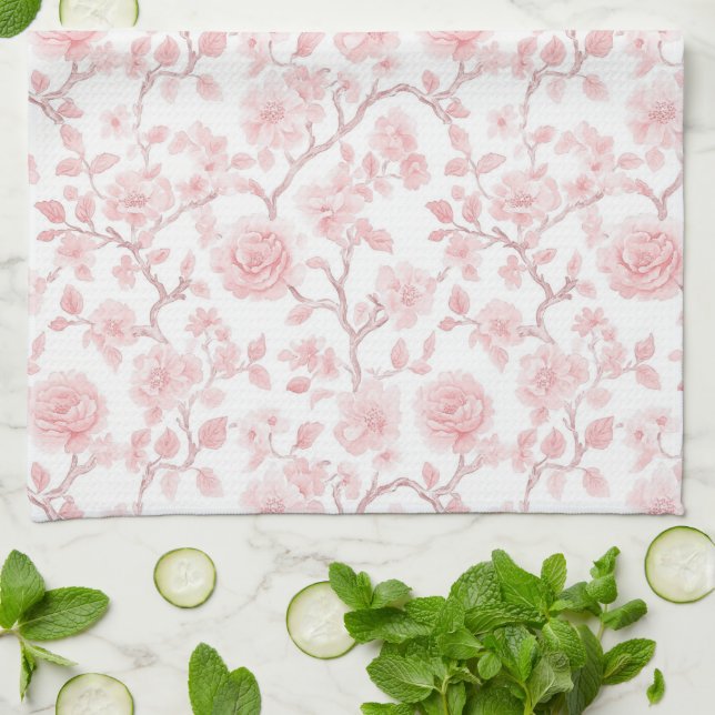 Paño De Cocina Pretty Pink Roses Floral (Doblado)