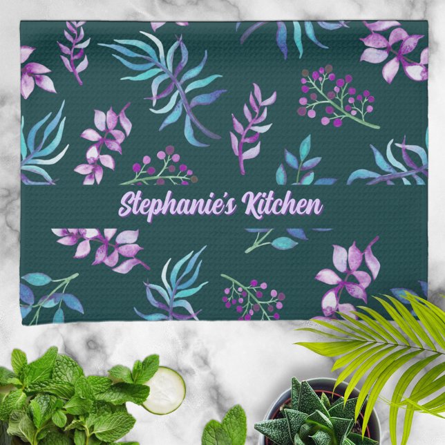 Paño De Cocina Pretty Watercolor Floral Garden Personalized (Subido por el creador)