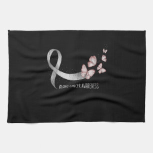 Paño De Cocina Pretty White Ribbon Support Lung Cancer Awareness.
