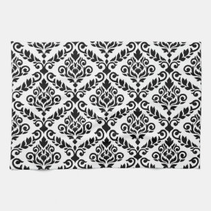 Paño De Cocina Prima Damask Big Ptn Black on White